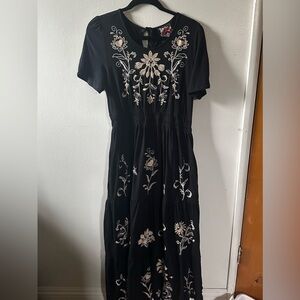 Johnny Was Smocked Waist Tiered Maxi Dress